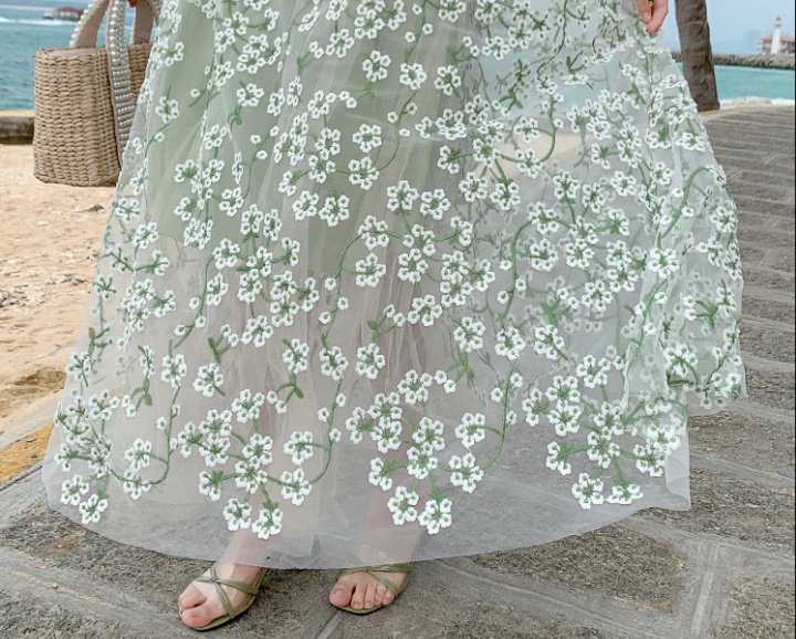 Vacation embroidery beach dress beautiful dress