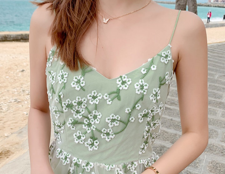 Vacation embroidery beach dress beautiful dress
