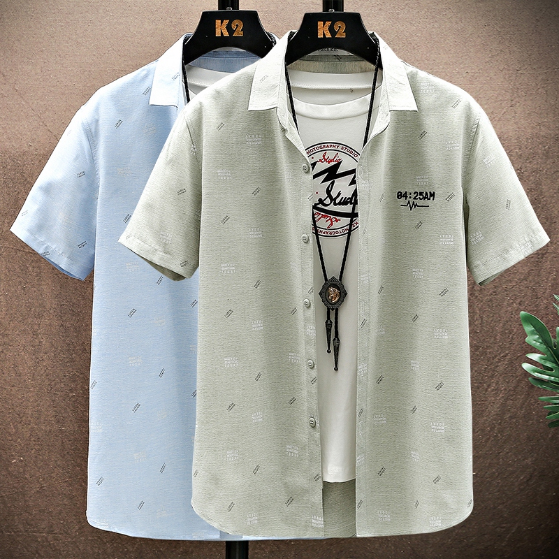 Fashion embroidery all-match shirt Casual thin tops for men