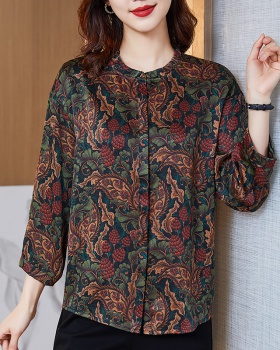 Imitation silk summer tops silk shirt for women