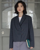 Plaid loose tops Korean style Casual coat for women
