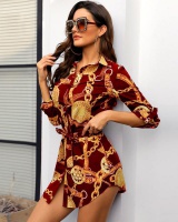 Sexy autumn and winter dress European style printing T-back