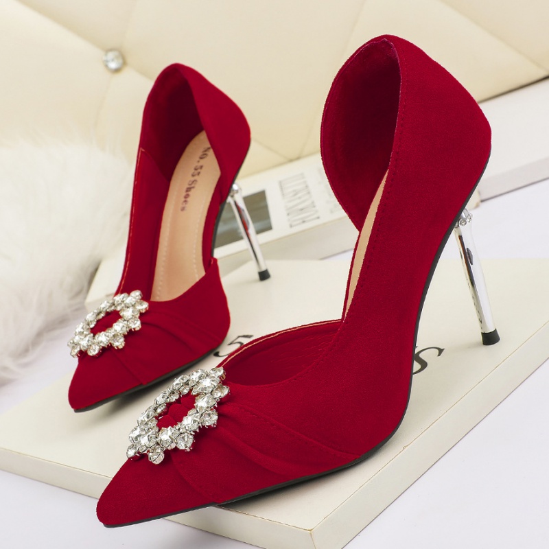 Korean style sun buckle shoes fine-root high-heeled shoes