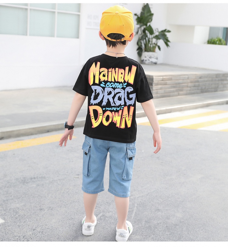 Boy short sleeve T-shirt fashion shirts 2pcs set