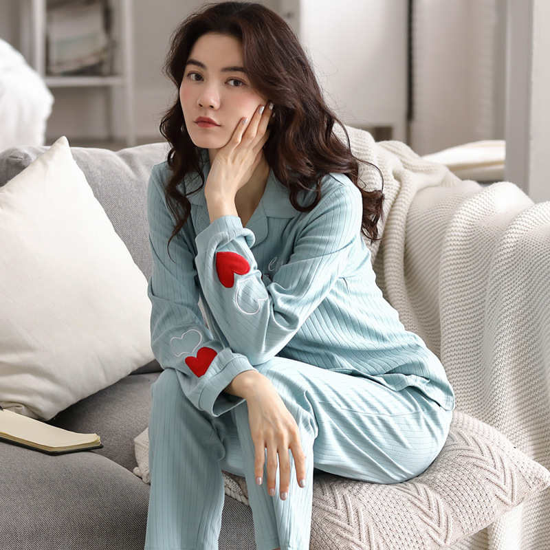 Spring and autumn long sleeve pajamas a set for women