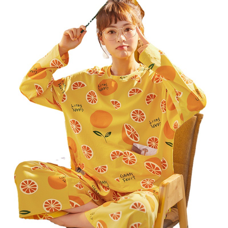 Lovely cartoon spring and summer pajamas a set for women