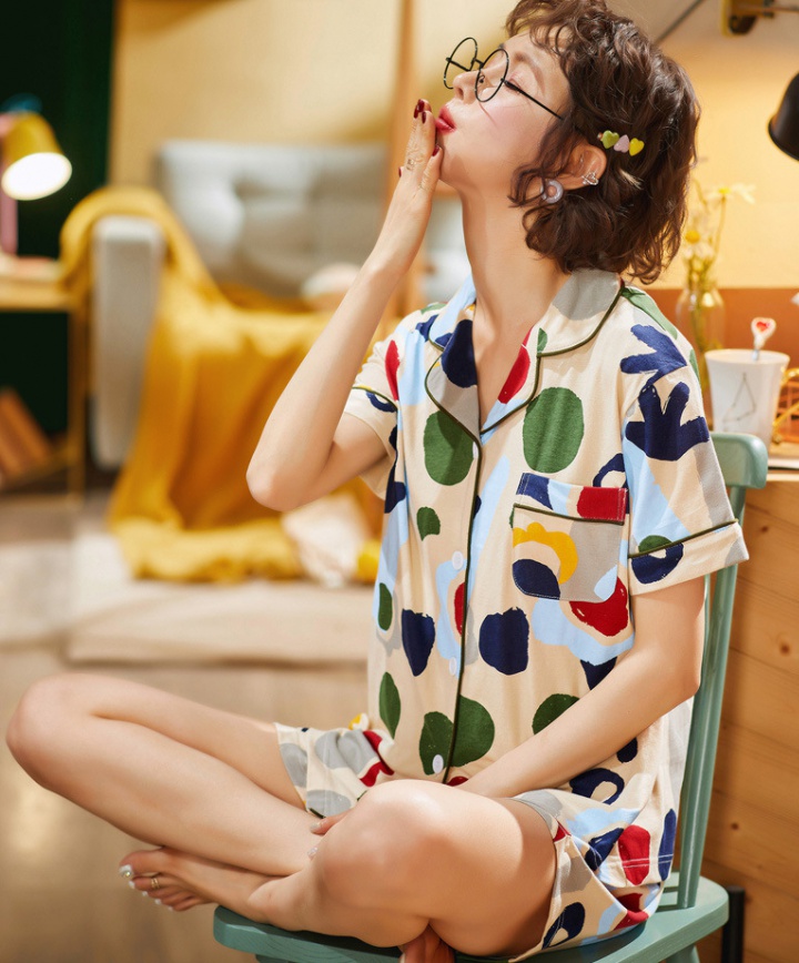 Spring and summer shorts short sleeve pajamas for women