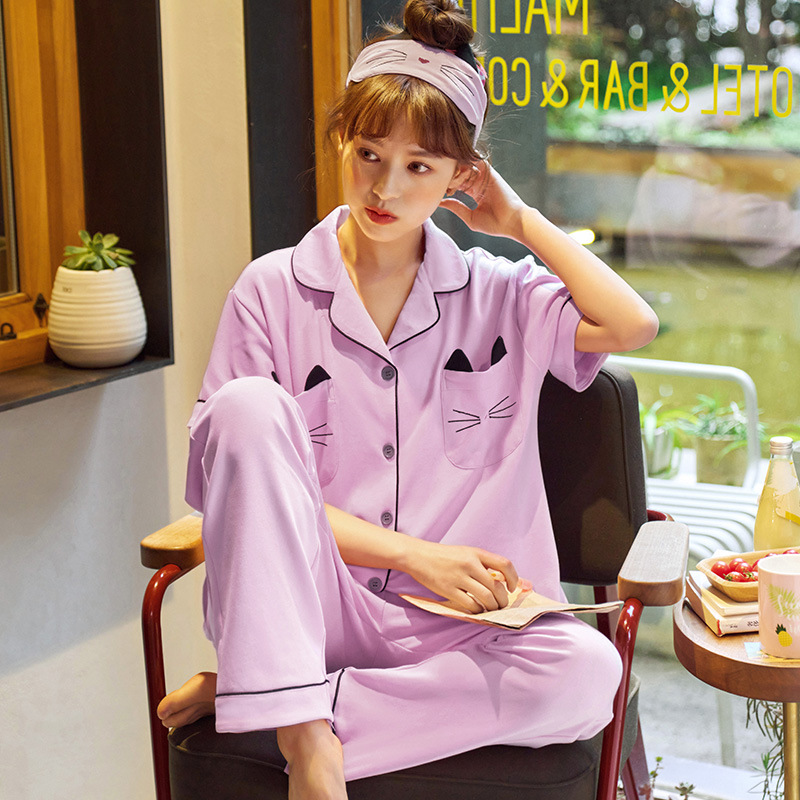 Lovely simple sweet at home pajamas 2pcs set for women