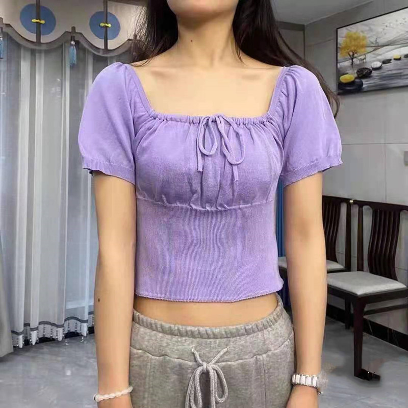 Bottoming navel sweater bandage sweet tops for women
