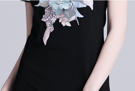 Catwalk colors package hip short sleeve embroidery dress