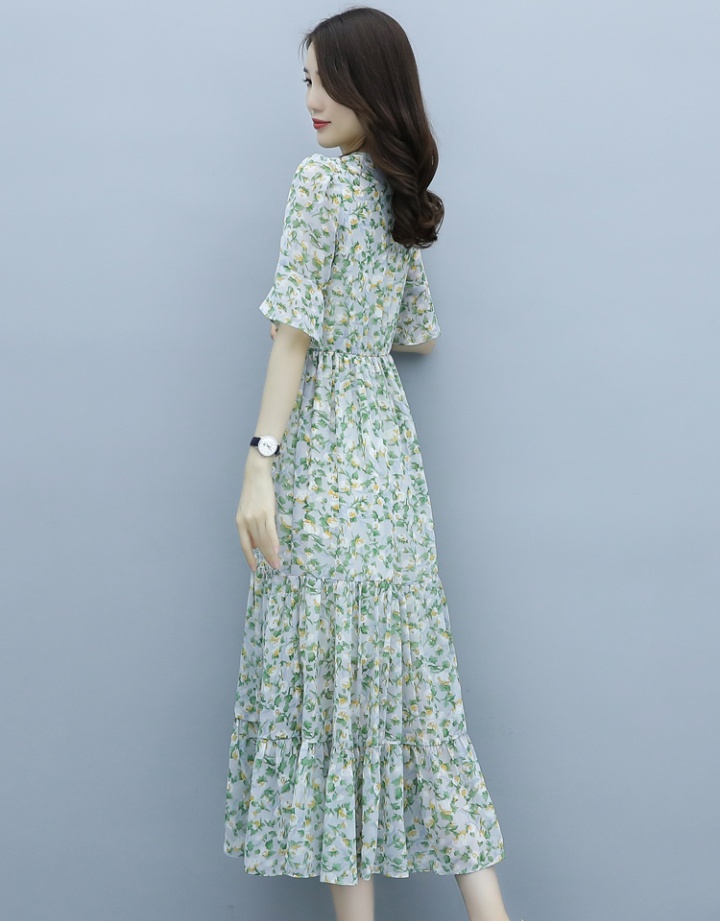 Long chiffon temperament summer floral dress for women