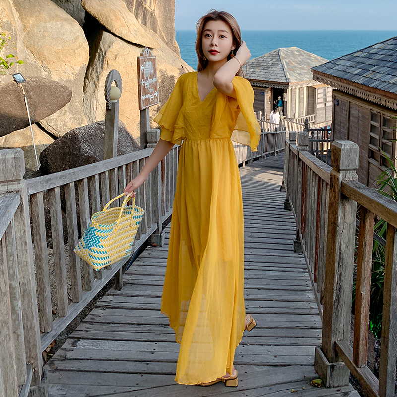 Island flair beautiful dress slim beach dress for women