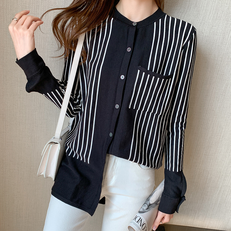Fashion knitted bottoming cardigan spring temperament tops