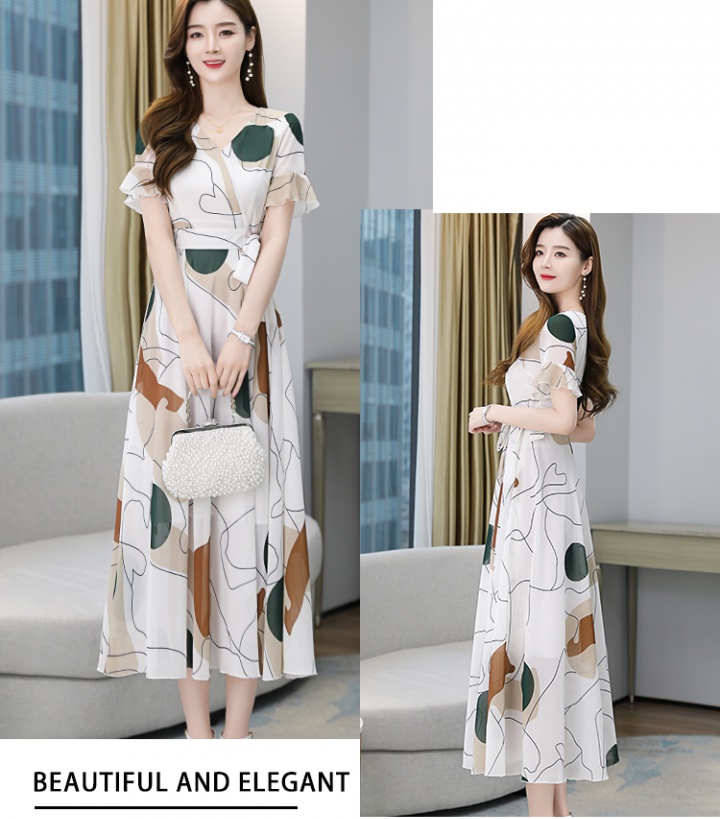 Long chiffon summer printing fashionable slim dress