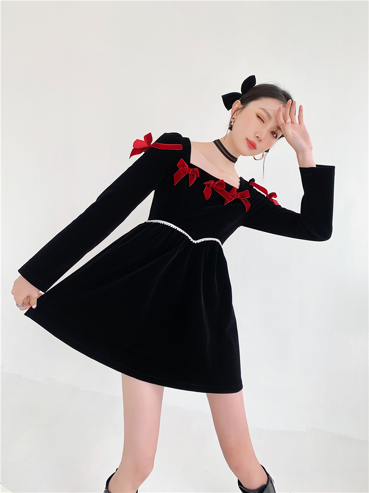 France style pinched waist retro dress for women