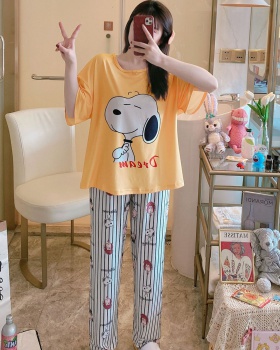 Homewear long pants large yard pajamas 2pcs set for women