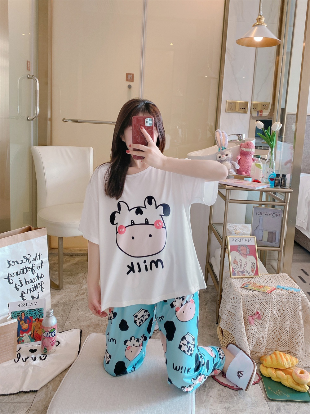 Homewear long pants cozy pajamas 2pcs set for women