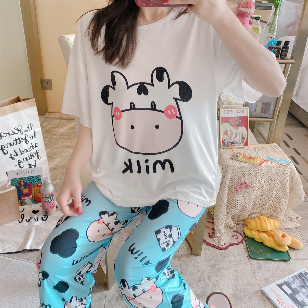 Homewear long pants cozy pajamas 2pcs set for women