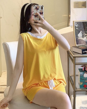 V-neck short sleeve summer pajamas 2pcs set