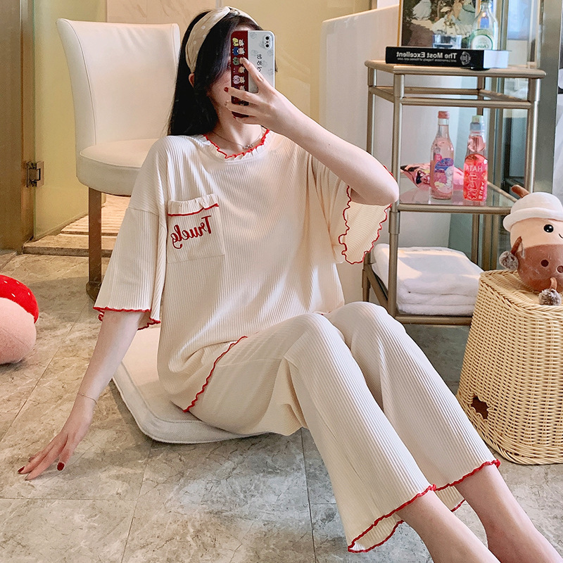 Cozy pullover pajamas summer long pants a set for women