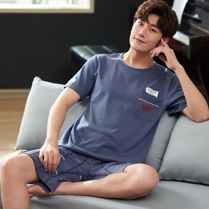 Thin middle-aged Casual short sleeve cotton summer pajamas a set