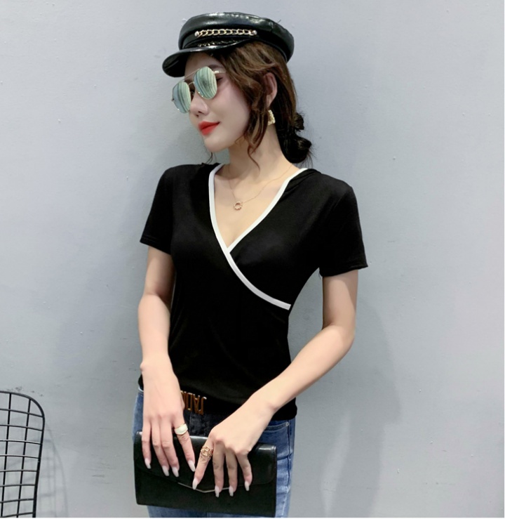 Fashion mixed colors tops short sleeve small shirt for women
