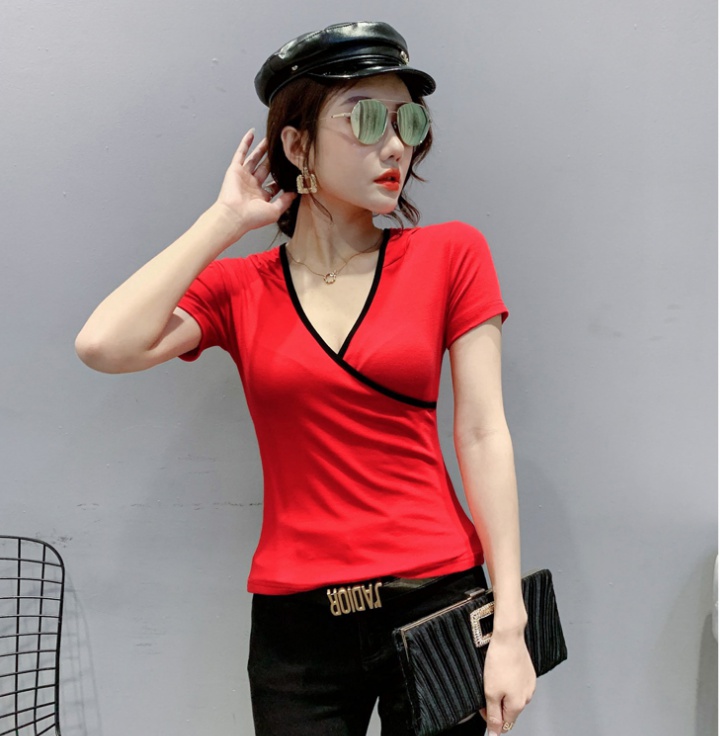 Fashion mixed colors tops short sleeve small shirt for women