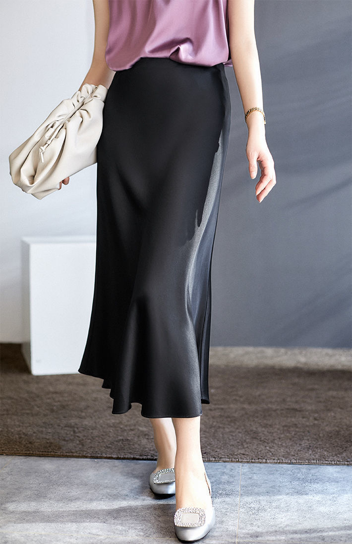 High waist France style short skirt pure real silk skirt