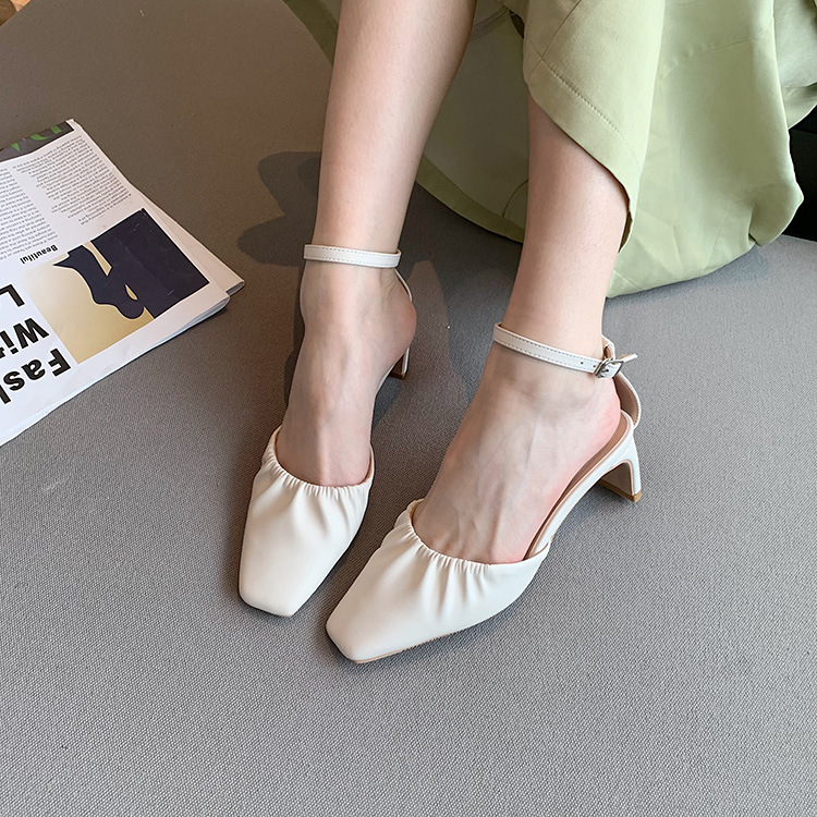 Korean style fashion middle-heel shoes thick retro sandals