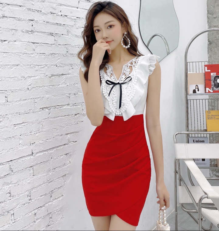 Sexy irregular spring and summer V-neck dress for women