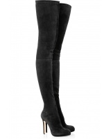 High-heeled black boots European style platform for women