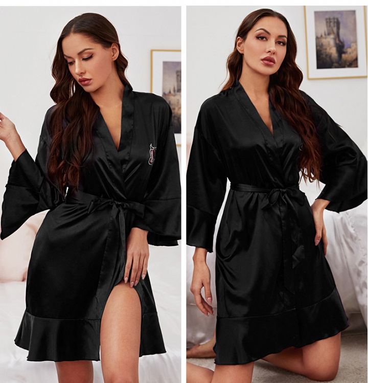 Spring and autumn nightgown ice silk bathrobes for women