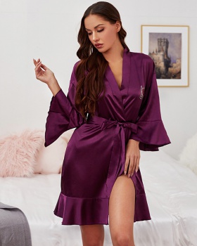Spring and autumn nightgown ice silk bathrobes for women