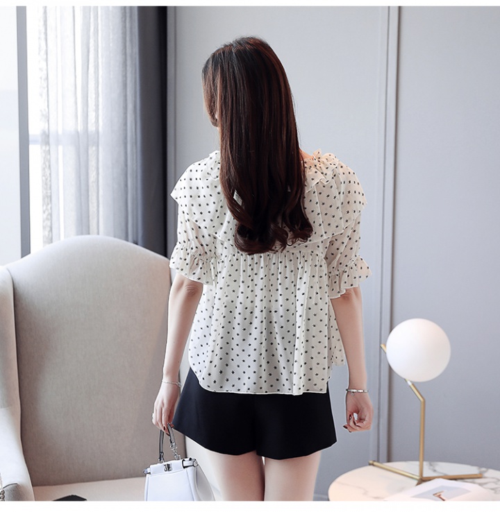 Western style slim small shirt floral summer tops for women