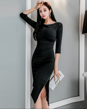 Short sleeve spring big round neck Korean style dress