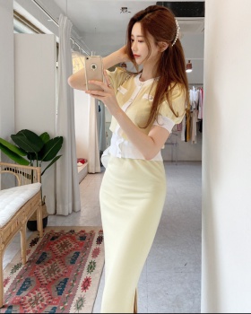 Fashion and elegant package hip tops knitted skirt a set