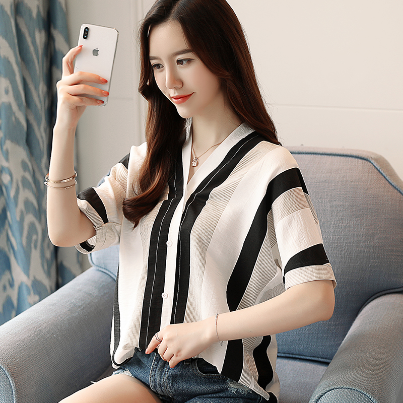 Korean style chiffon shirt short sleeve shirt