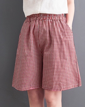 Casual plaid loose enlarge shorts for women