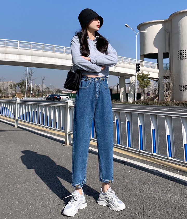 Large yard high waist jeans straight carrot pants for women