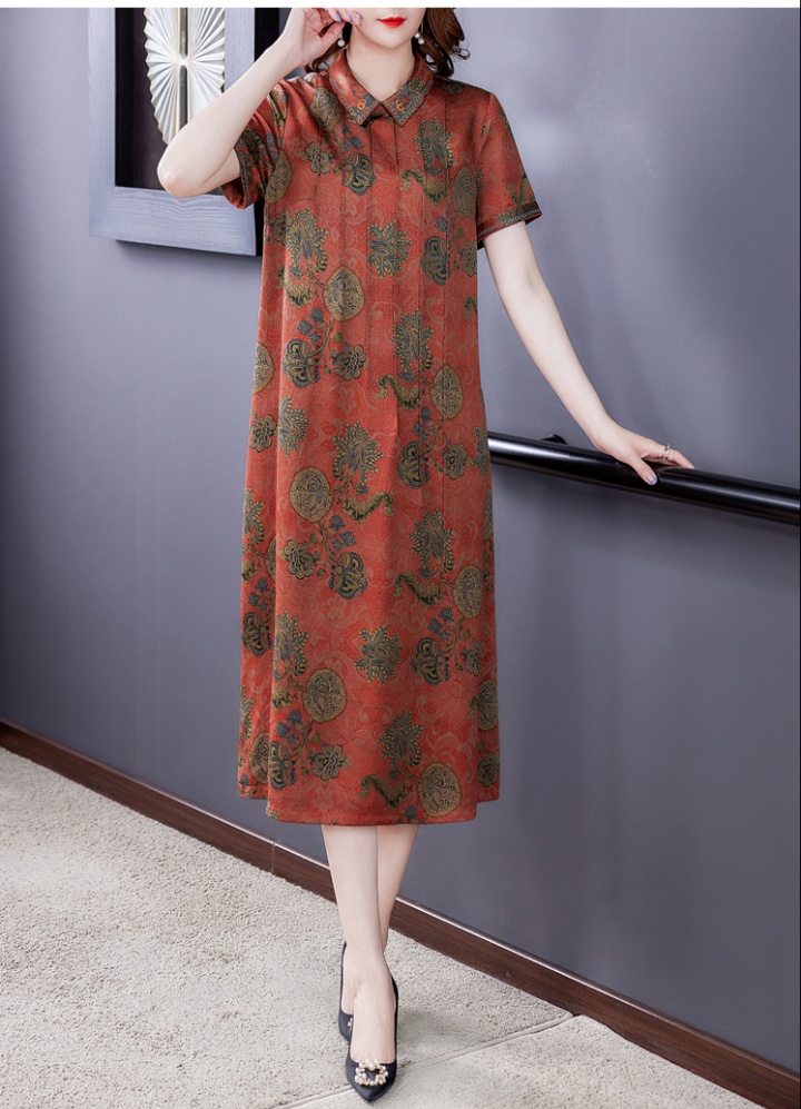 Silk middle-aged real silk dress