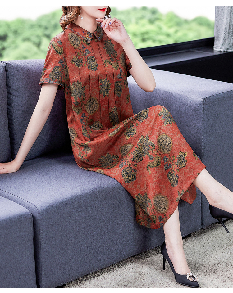 Silk middle-aged real silk dress