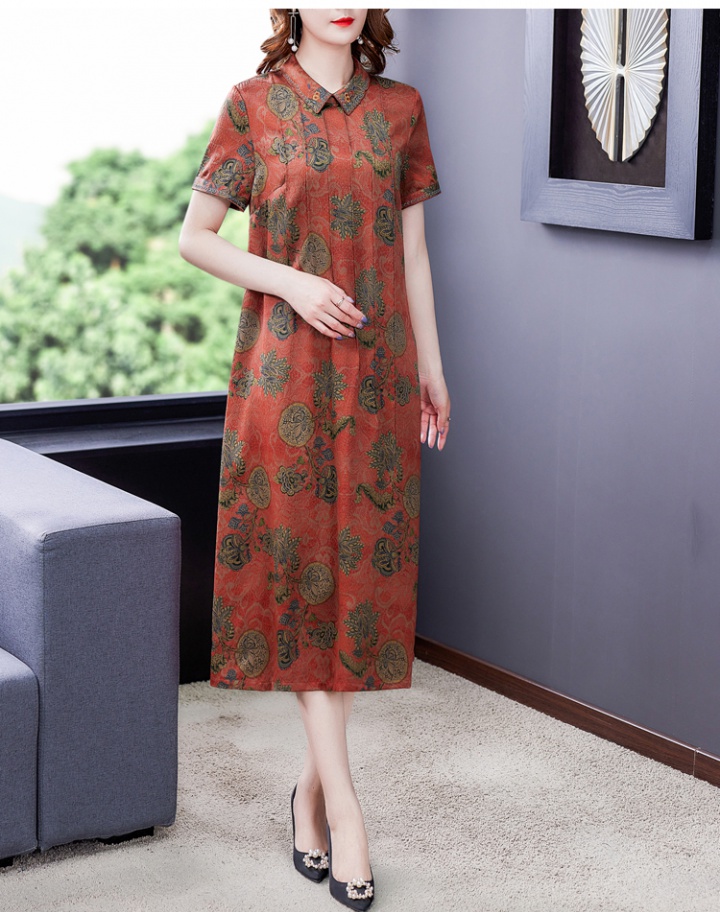 Silk middle-aged real silk dress