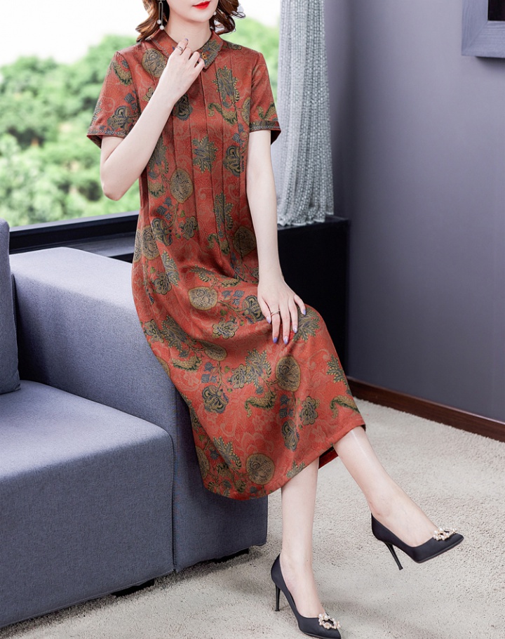 Silk middle-aged real silk dress