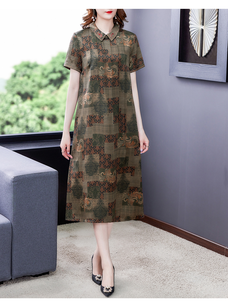 Silk middle-aged real silk dress