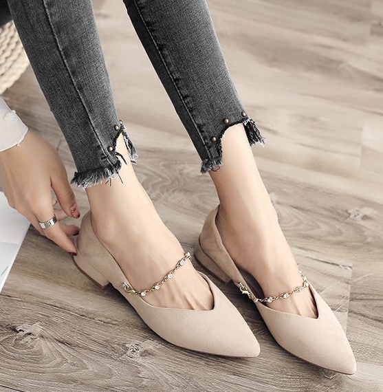Flat Korean style low autumn pointed shoes for women