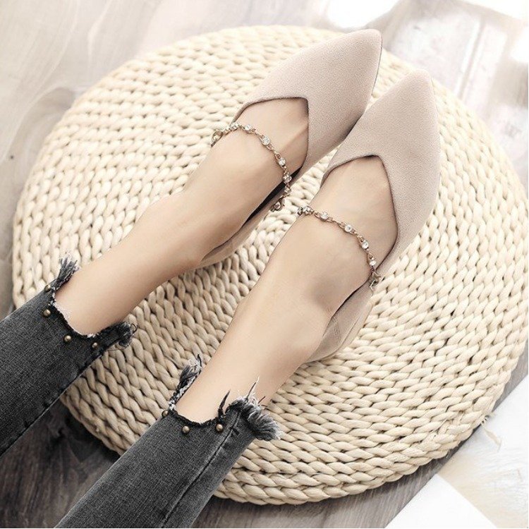 Flat Korean style low autumn pointed shoes for women