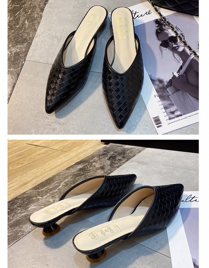 Pointed spring Korean style middle-heel slippers
