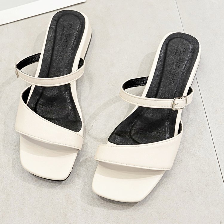 Spring Korean style low thick slippers for women