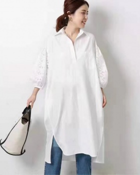 Lace sleeves Japanese style summer dress long pullover shirt