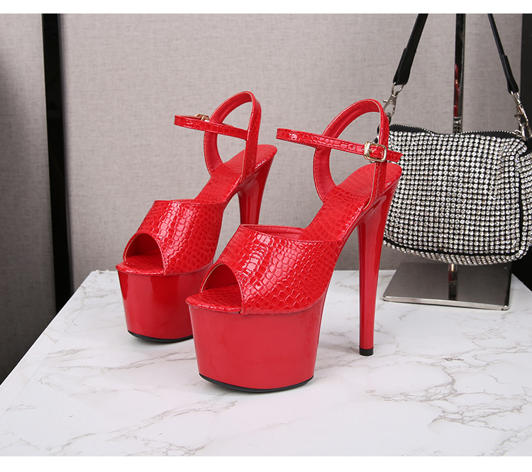 Transparent crystal platform fine-root high-heeled shoes for women
